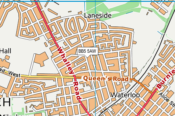 BB5 5AW map - OS VectorMap District (Ordnance Survey)