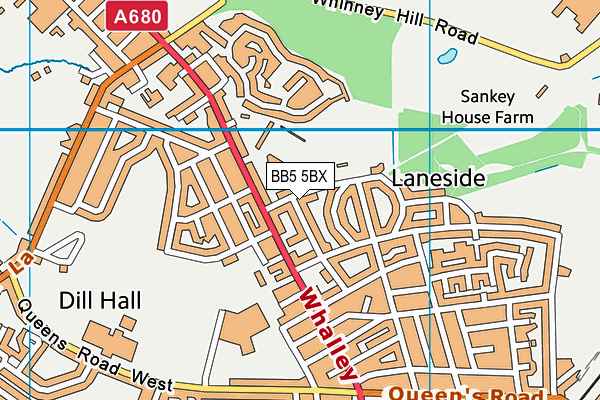 BB5 5BX map - OS VectorMap District (Ordnance Survey)