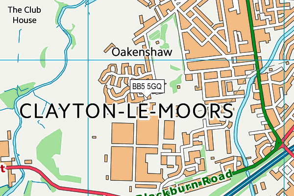 BB5 5GQ map - OS VectorMap District (Ordnance Survey)