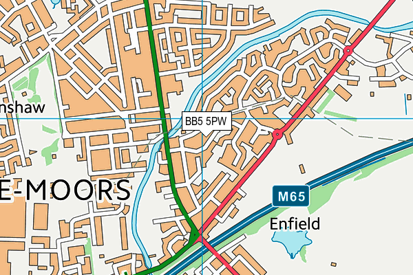 BB5 5PW map - OS VectorMap District (Ordnance Survey)