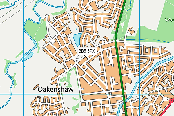 BB5 5PX map - OS VectorMap District (Ordnance Survey)