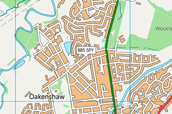 BB5 5PY map - OS VectorMap District (Ordnance Survey)