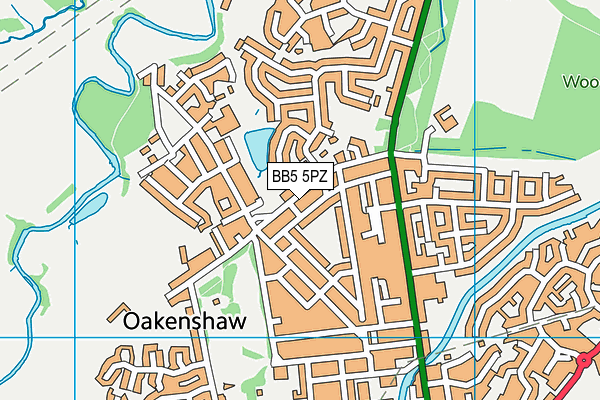 BB5 5PZ map - OS VectorMap District (Ordnance Survey)