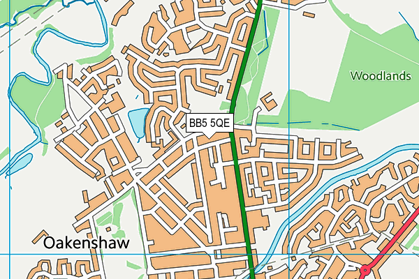 BB5 5QE map - OS VectorMap District (Ordnance Survey)