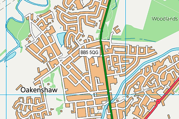 BB5 5QG map - OS VectorMap District (Ordnance Survey)