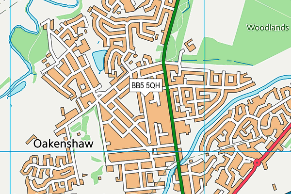 BB5 5QH map - OS VectorMap District (Ordnance Survey)