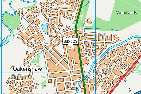 BB5 5QS map - OS VectorMap District (Ordnance Survey)