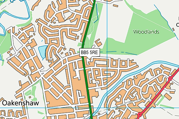 BB5 5RE map - OS VectorMap District (Ordnance Survey)