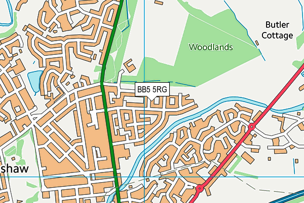 BB5 5RG map - OS VectorMap District (Ordnance Survey)