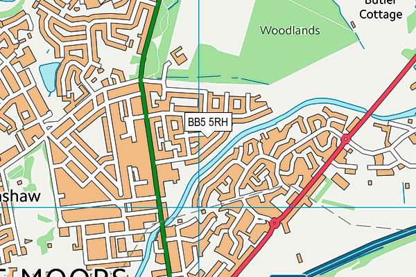 BB5 5RH map - OS VectorMap District (Ordnance Survey)