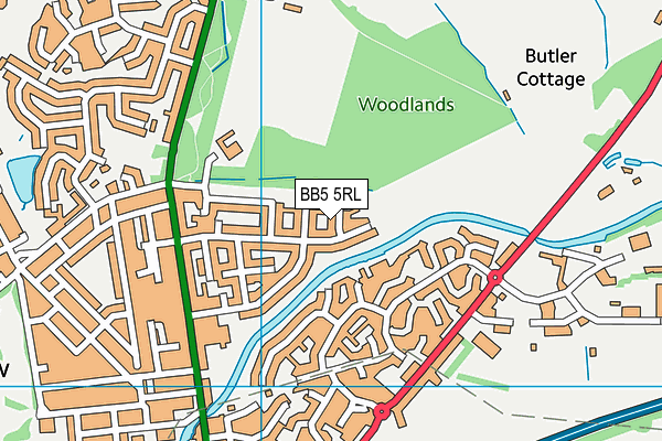 BB5 5RL map - OS VectorMap District (Ordnance Survey)