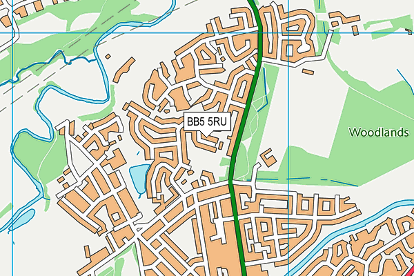 BB5 5RU map - OS VectorMap District (Ordnance Survey)