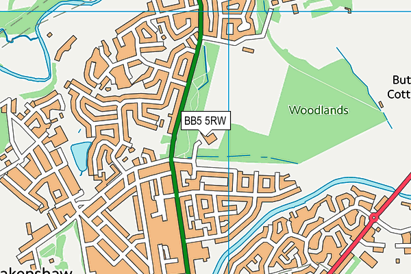 BB5 5RW map - OS VectorMap District (Ordnance Survey)