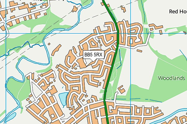 BB5 5RX map - OS VectorMap District (Ordnance Survey)