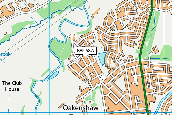 BB5 5SW map - OS VectorMap District (Ordnance Survey)