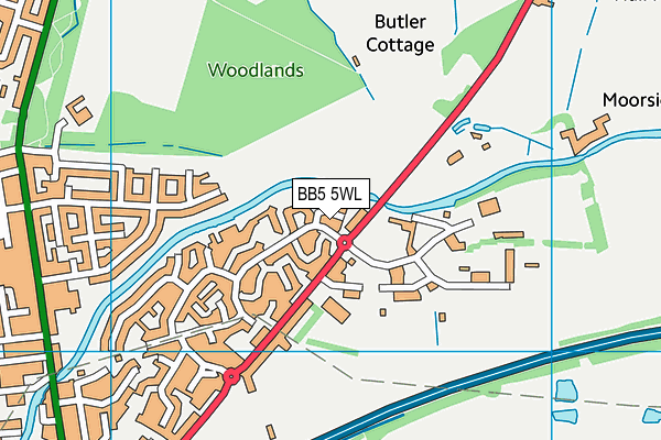 BB5 5WL map - OS VectorMap District (Ordnance Survey)