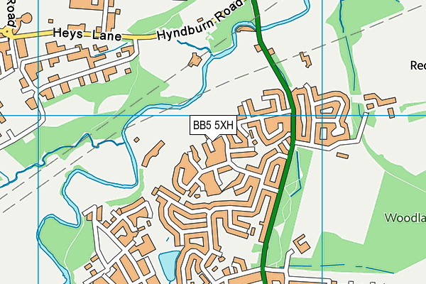 BB5 5XH map - OS VectorMap District (Ordnance Survey)