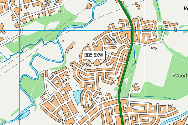 BB5 5XW map - OS VectorMap District (Ordnance Survey)