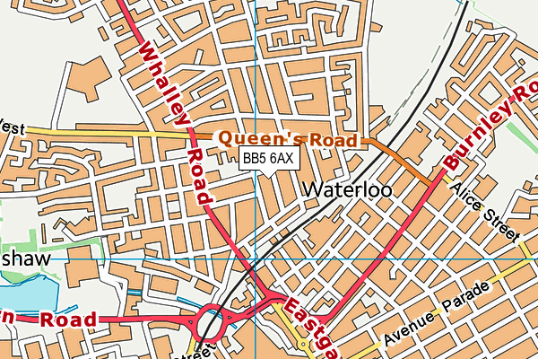 BB5 6AX map - OS VectorMap District (Ordnance Survey)