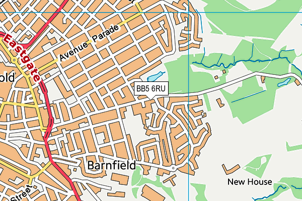 BB5 6RU map - OS VectorMap District (Ordnance Survey)