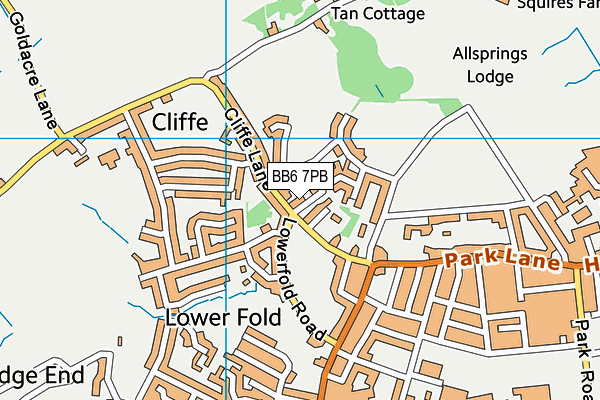 BB6 7PB map - OS VectorMap District (Ordnance Survey)