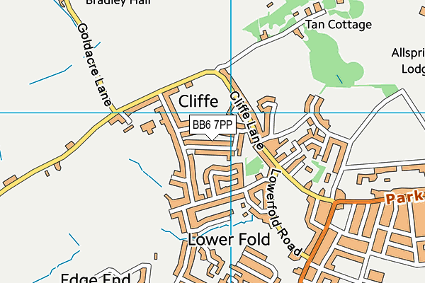 BB6 7PP map - OS VectorMap District (Ordnance Survey)