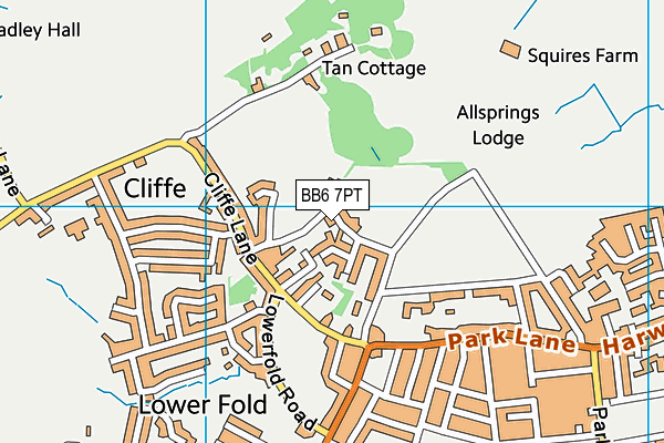 BB6 7PT map - OS VectorMap District (Ordnance Survey)