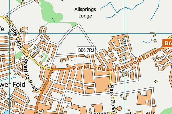 BB6 7RJ map - OS VectorMap District (Ordnance Survey)