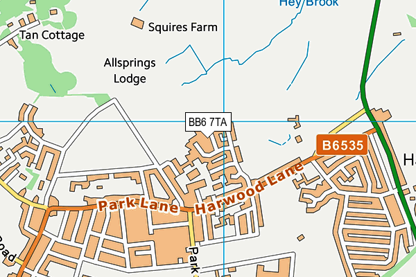 BB6 7TA map - OS VectorMap District (Ordnance Survey)