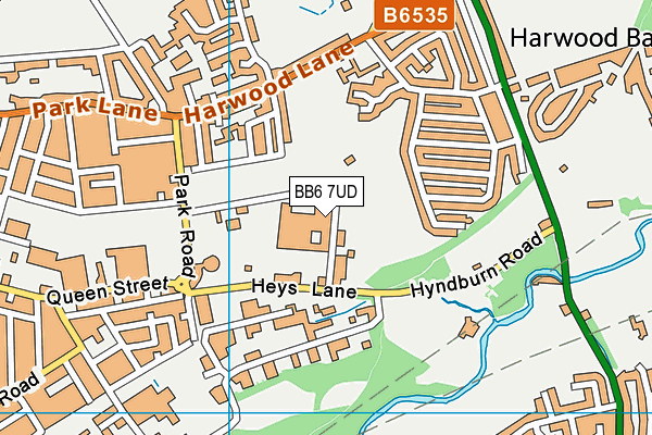 The Sportsmans (Great Harwood Town Fc) (Closed) map (BB6 7UD) - OS VectorMap District (Ordnance Survey)