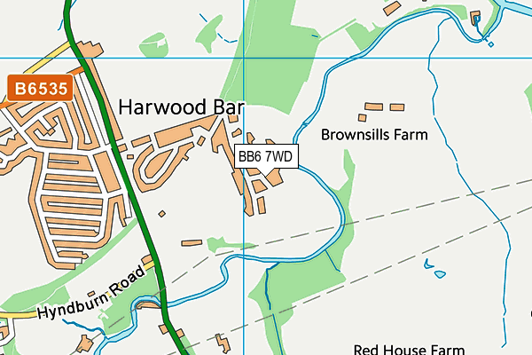 BB6 7WD map - OS VectorMap District (Ordnance Survey)