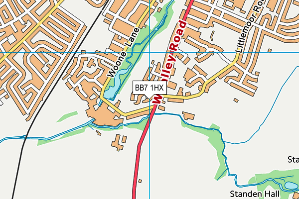BB7 1HX map - OS VectorMap District (Ordnance Survey)