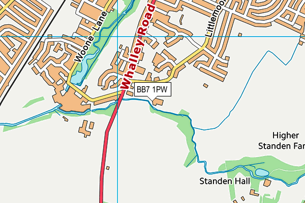 BB7 1PW map - OS VectorMap District (Ordnance Survey)