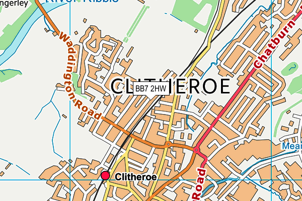 BB7 2HW map - OS VectorMap District (Ordnance Survey)