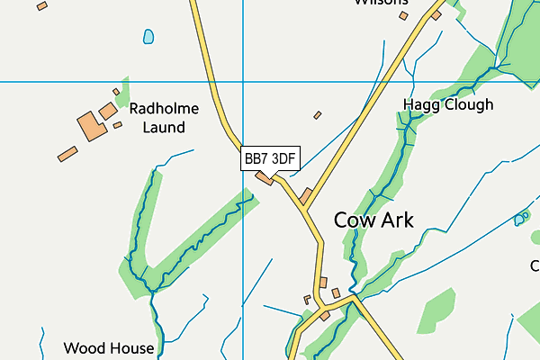 BB7 3DF map - OS VectorMap District (Ordnance Survey)