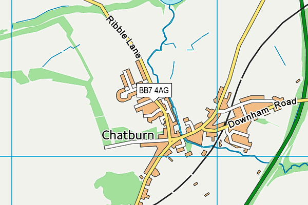 BB7 4AG map - OS VectorMap District (Ordnance Survey)