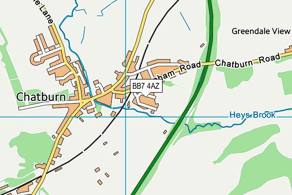 BB7 4AZ map - OS VectorMap District (Ordnance Survey)