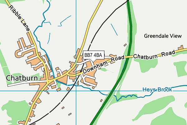 BB7 4BA map - OS VectorMap District (Ordnance Survey)