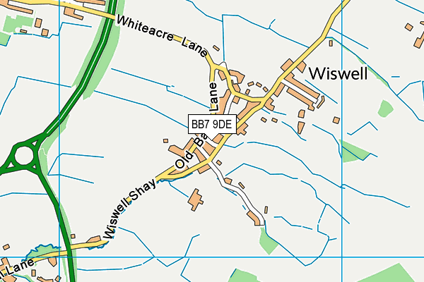 BB7 9DE map - OS VectorMap District (Ordnance Survey)