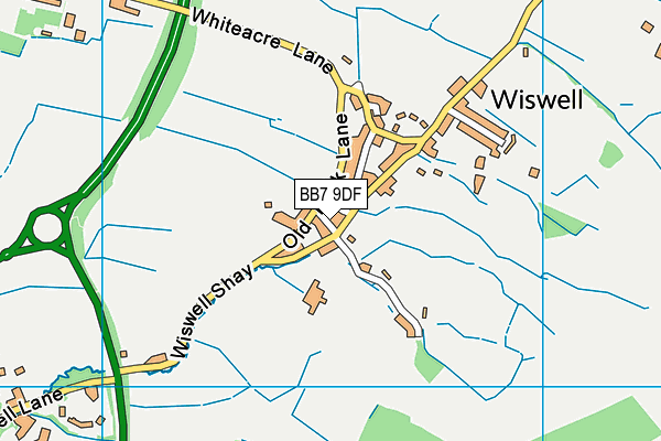 BB7 9DF map - OS VectorMap District (Ordnance Survey)