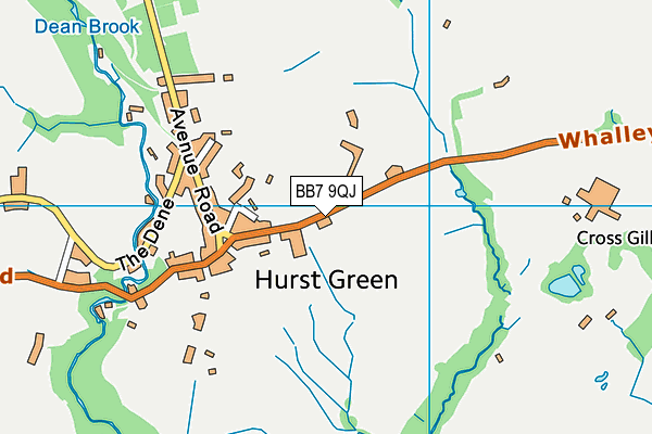 St Joseph's Roman Catholic Primary School, Hurst Green map (BB7 9QJ) - OS VectorMap District (Ordnance Survey)