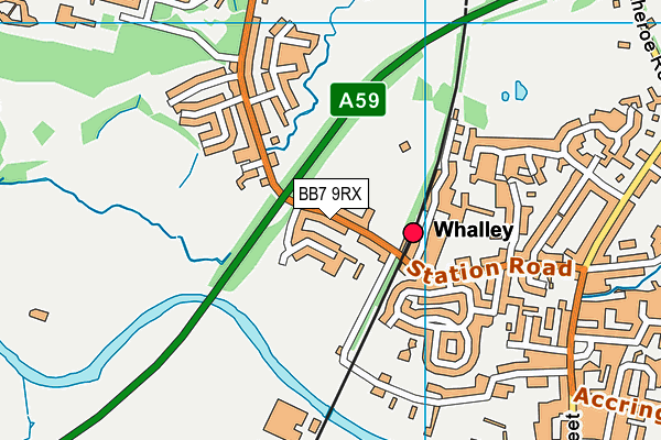 Queen Elizabeth Ii Playing Fields (Whalley) map (BB7 9RX) - OS VectorMap District (Ordnance Survey)