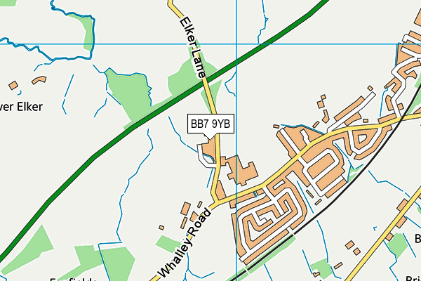 BB7 9YB map - OS VectorMap District (Ordnance Survey)