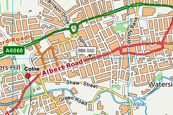 Intershape Fitness (Colne, Albert Road) map (BB8 0AD) - OS VectorMap District (Ordnance Survey)
