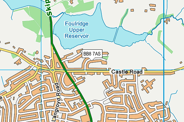 BB8 7AS map - OS VectorMap District (Ordnance Survey)