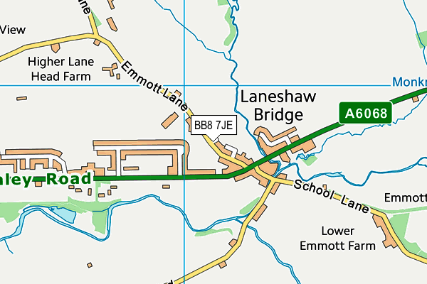 Laneshaw Bridge Primary map (BB8 7JE) - OS VectorMap District (Ordnance Survey)