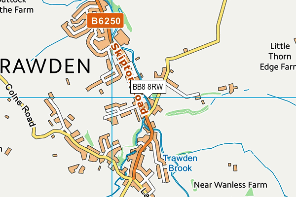 BB8 8RW map - OS VectorMap District (Ordnance Survey)