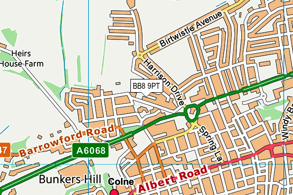 BB8 9PT map - OS VectorMap District (Ordnance Survey)