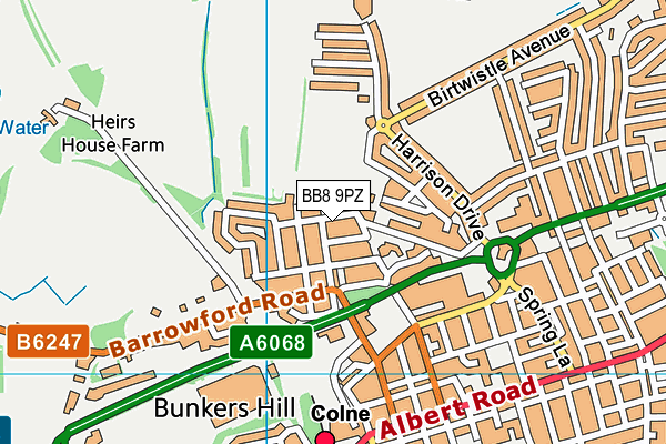 BB8 9PZ map - OS VectorMap District (Ordnance Survey)