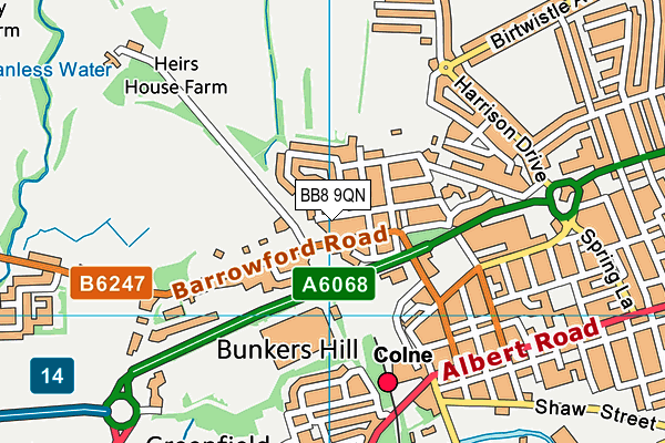 BB8 9QN map - OS VectorMap District (Ordnance Survey)